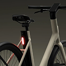 Red taillight integrated directly into the bike's seat tube